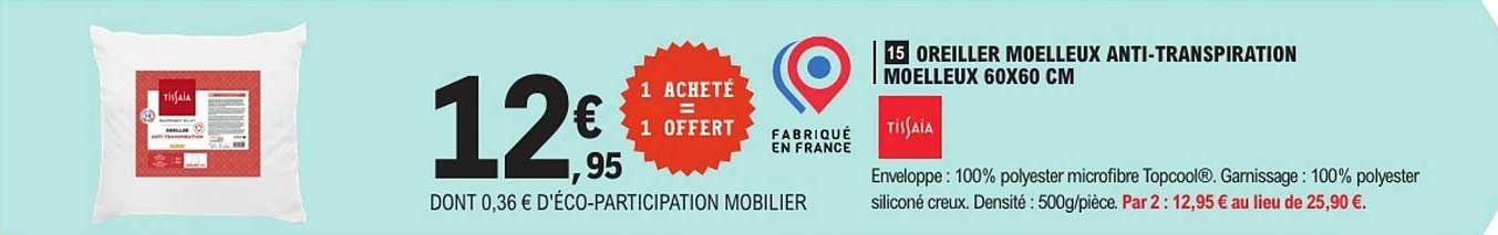 Tisalia Oreiller Moelleux Anti-Transpiration