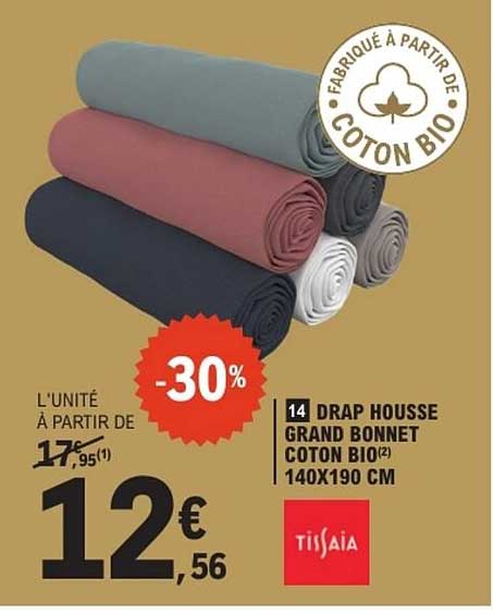 TisSia DRAP HOUSSE GRAND BONNET COTON BIO
