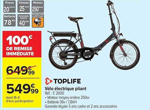 TOPLIFE Vélo électrique pliant
