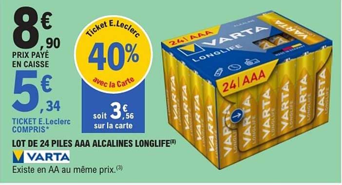 VARTA AAA ALCALINES LONGLIFE