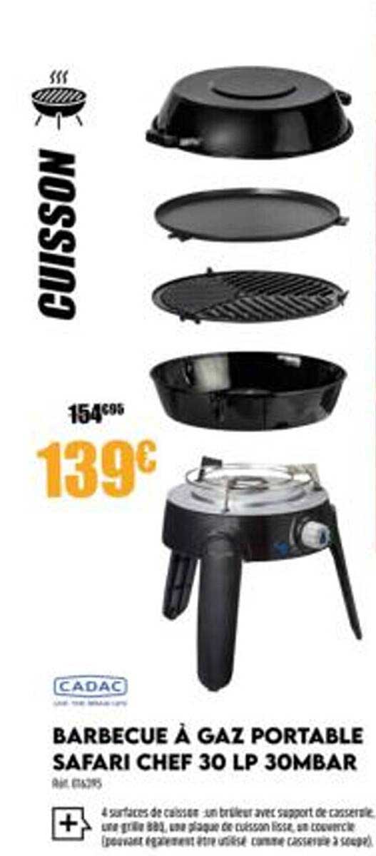 barbecue à gaz portable safari chef 30 lp 30mbar cadac