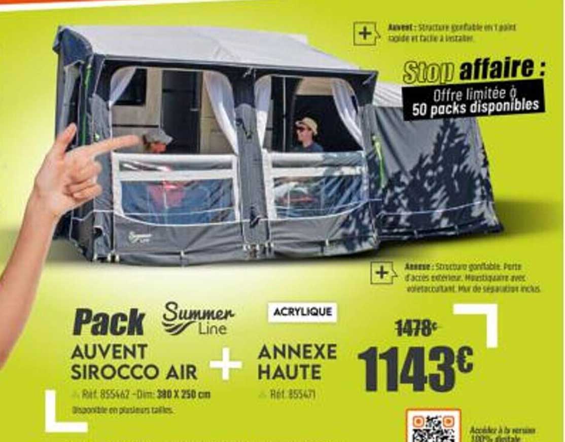 pack auvent sirocco air summer line+ annexe haute acrylique