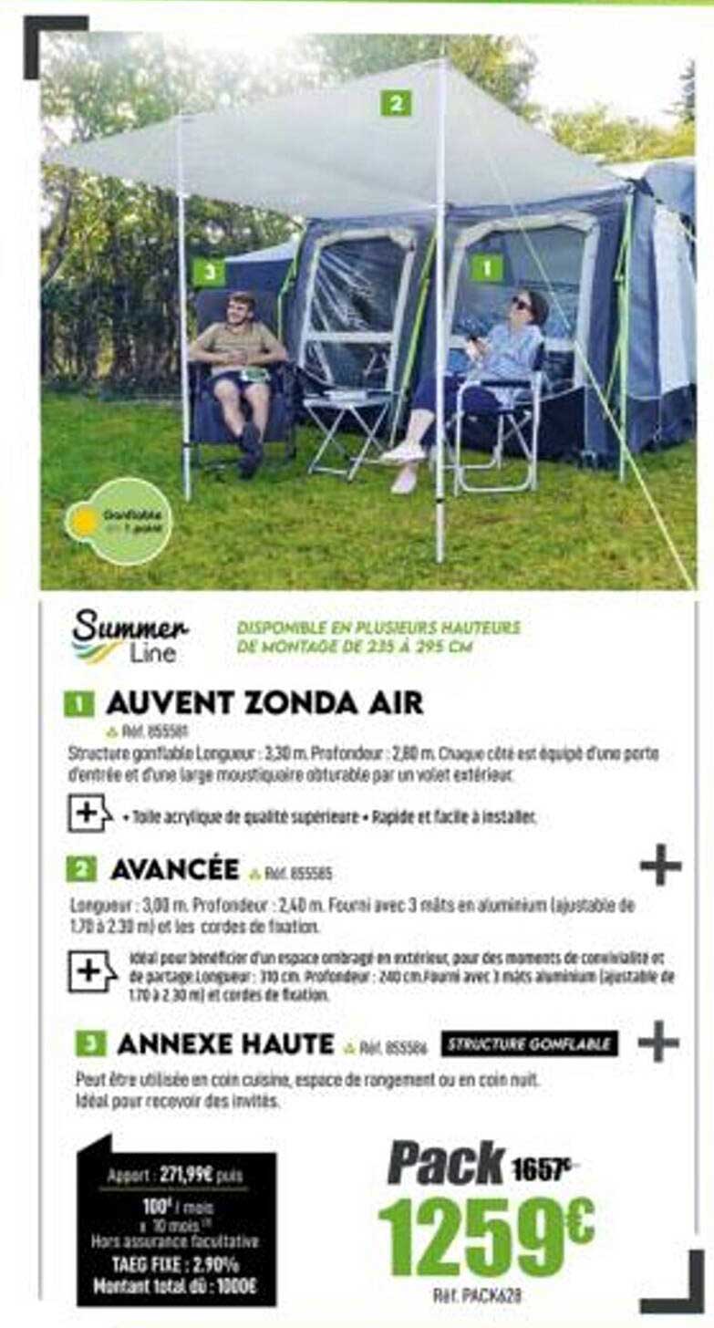 auvent zonda air summer line, avancée summer line, annexe haute summer line