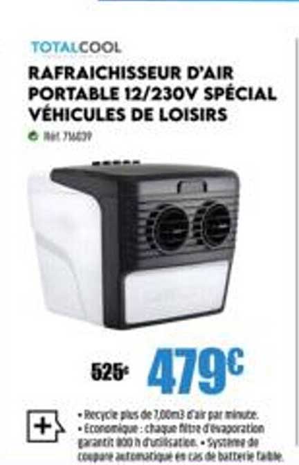 rafraîchisseur d'air portable 12-230 v spécial véhicules de loisirs total cool