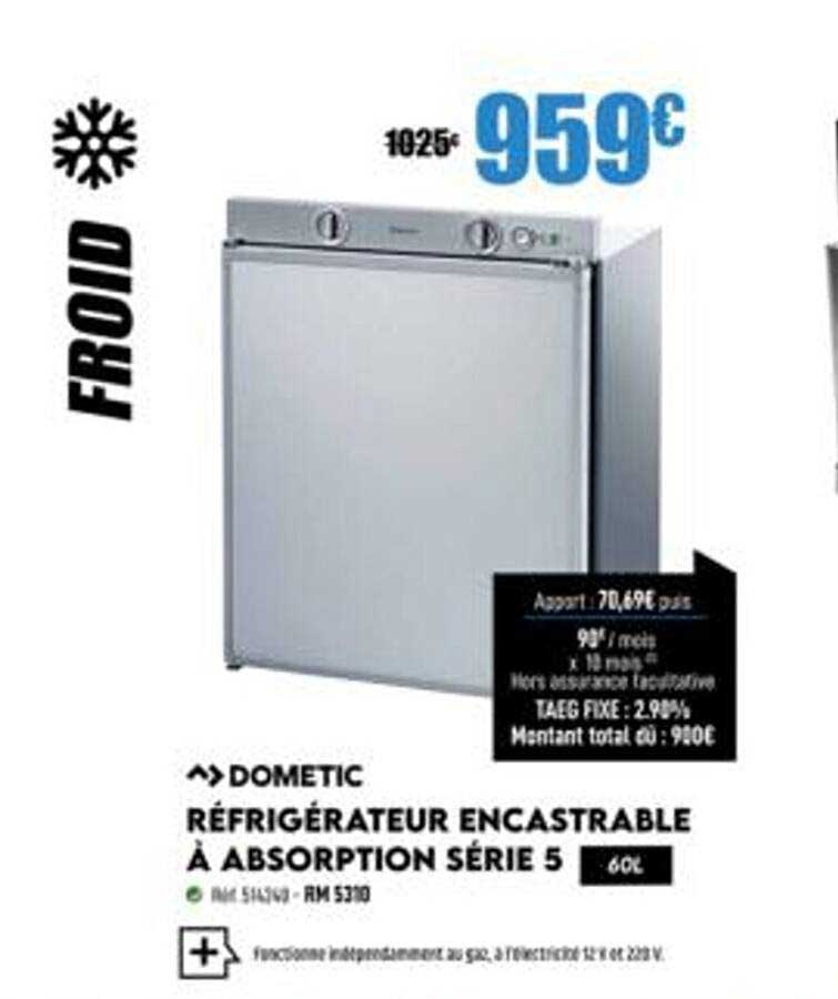 réfrigérateur encastrable à absorption série 5 dometic