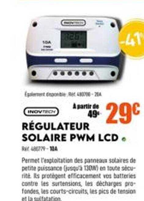 régulateur solaire pwm lcd inovtech