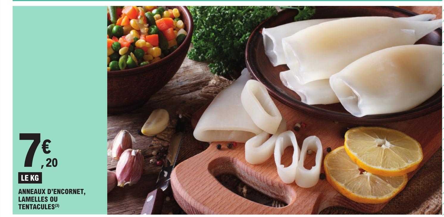 anneaux d'encornet, lamelles ou tentacules