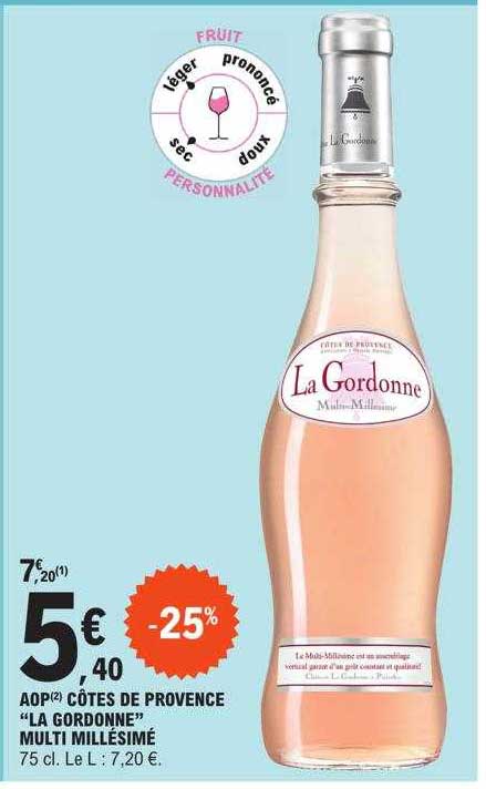 Aop Côtes De Provence "la Gordonne" Multi Millésimé