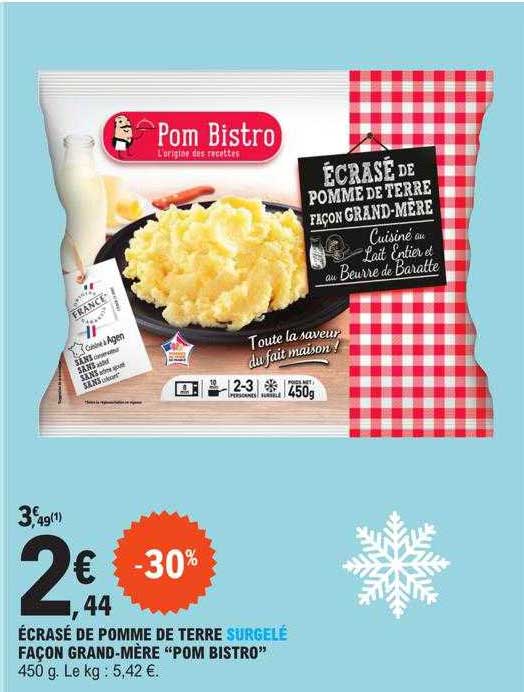 écrasé de pomme de terre surgelé façon grand-mère "pom bistro"