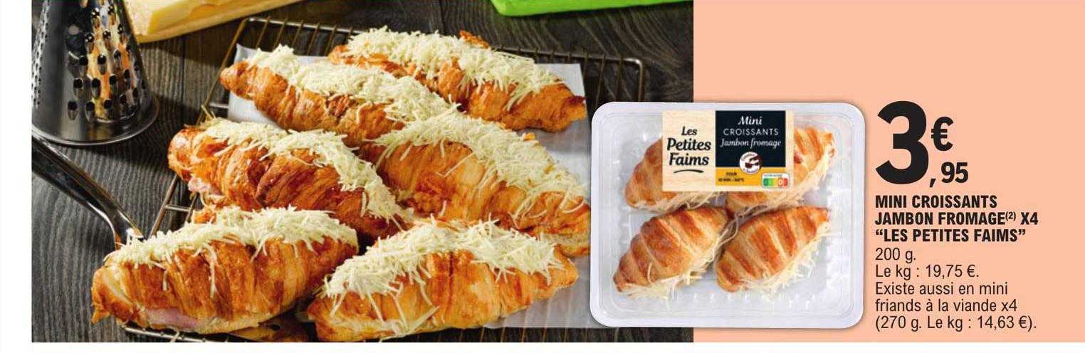 mini croissants jambon fromage x 4 "les petites faims"