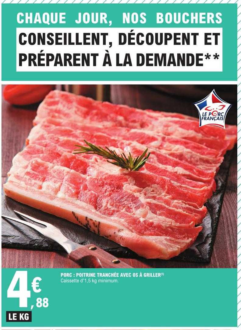 Porc : Poitrine Tranchée Avec Os à Griller