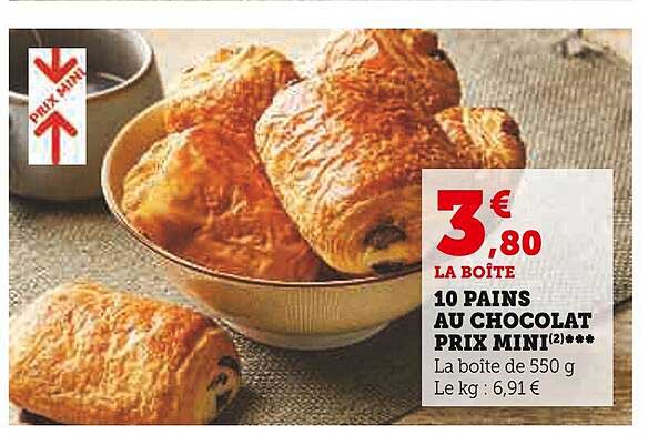 10 pains au chocolat prix mini