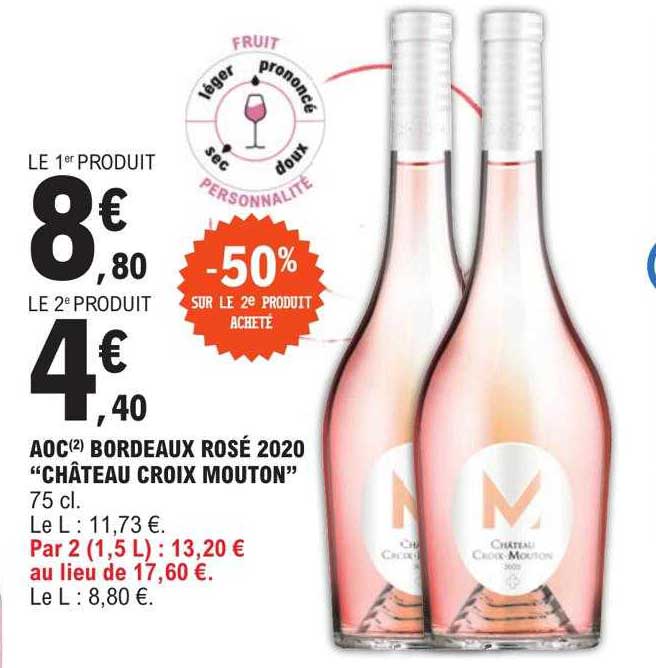 aoc bordeaux rosé 2020 "château croix mouton"
