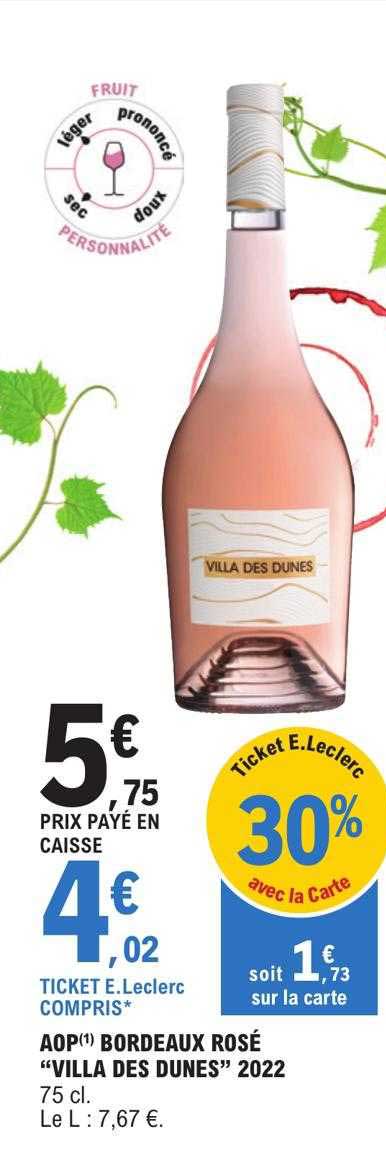 aop bordeaux rosé "villa des dunes 2022