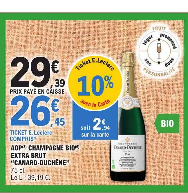 aop champagne bio extra brut "canard-duchêne"