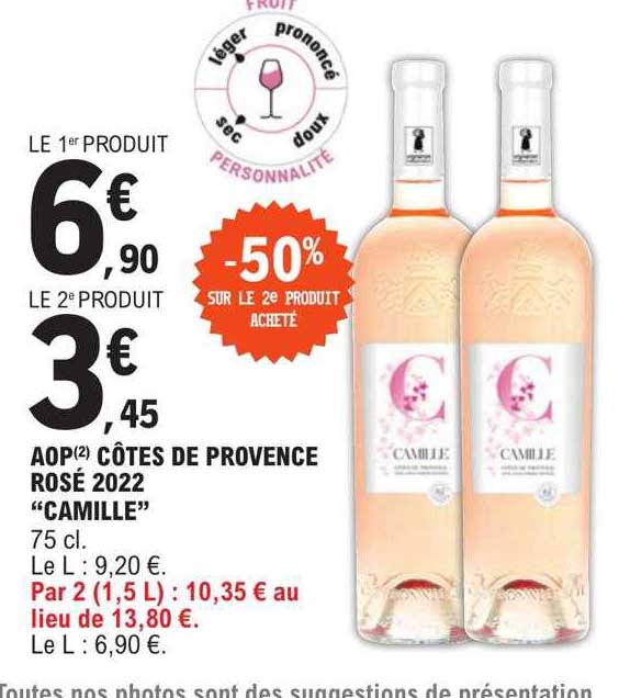 Aop Côtes De Provence Rosé 2022 "camille"