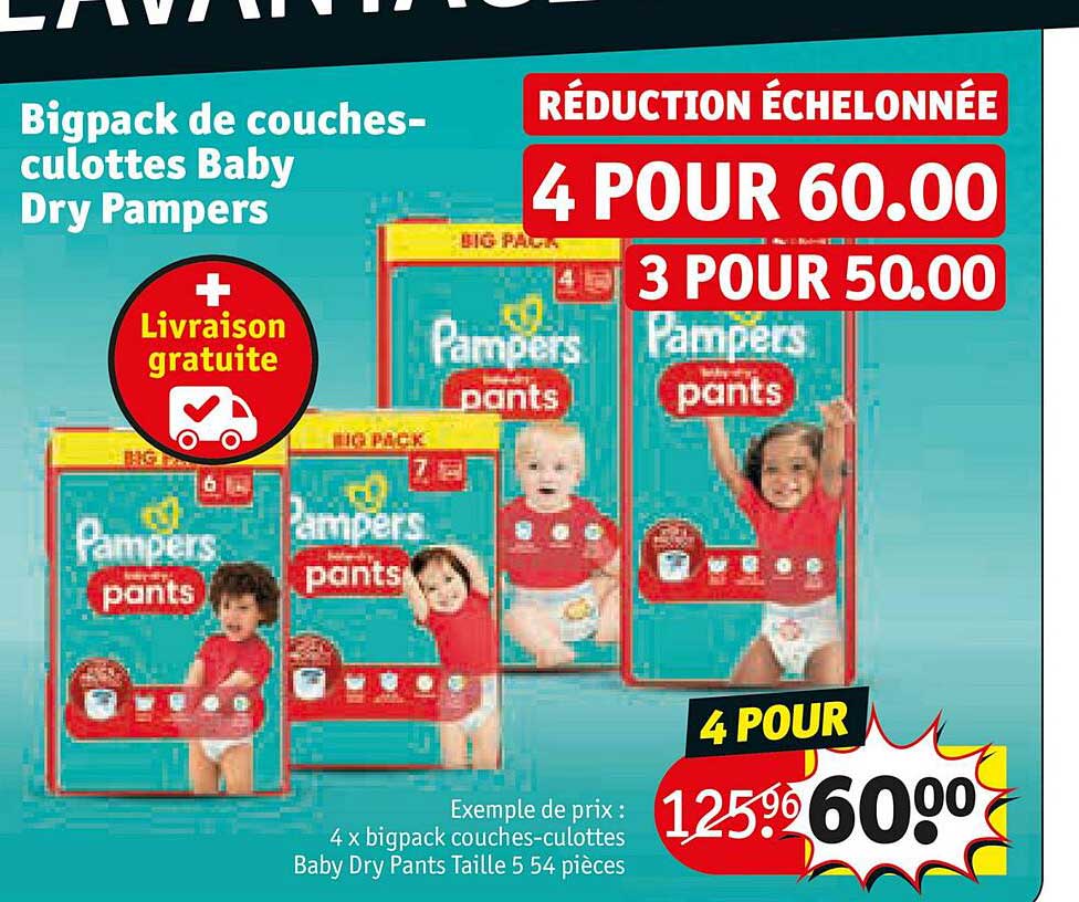 bigpack de couches-culottes baby dry pampers