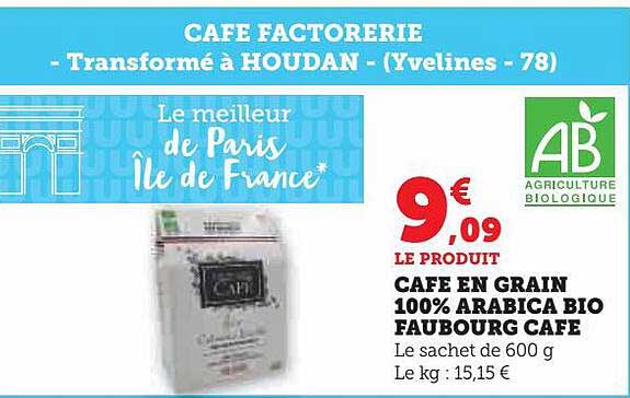 café en grain 100% arabica bio faubourg café