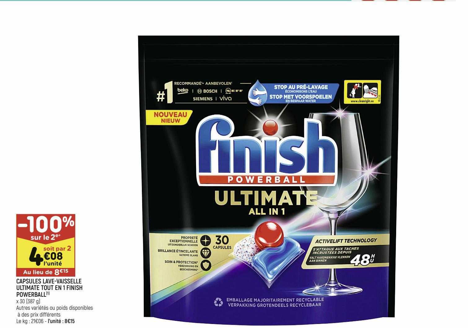 capsules lave-vaisselle ultimate tout en 1 finish powerball