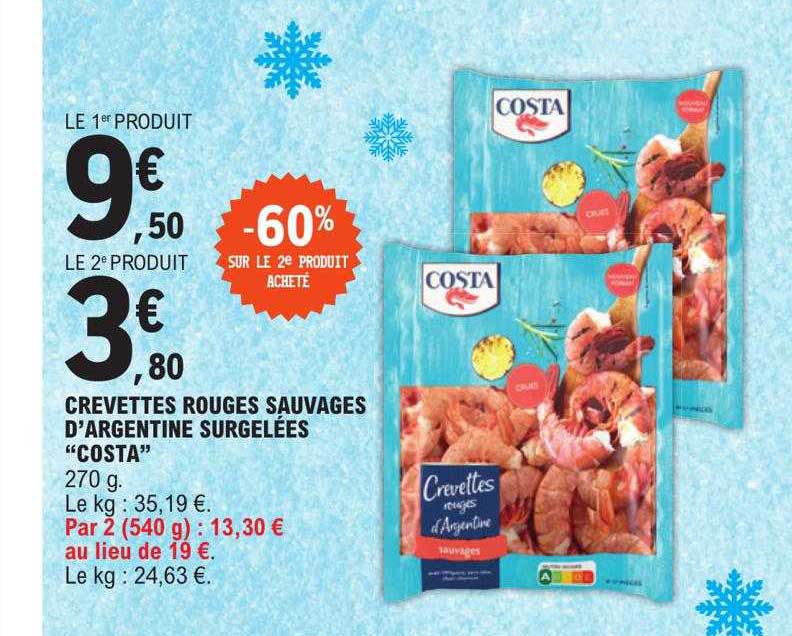 crevettes rouges sauvages d'argentine surgelées "costa"