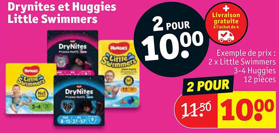 drynites et huggies little swimmers