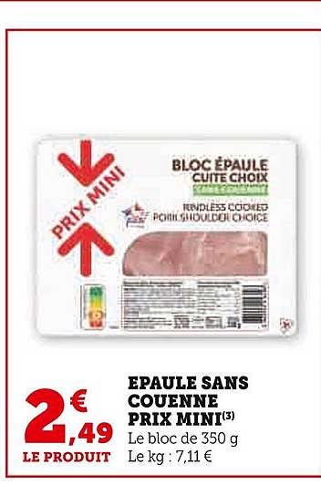 épaule sans couenne prix mini