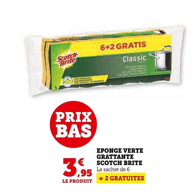 éponge verte grattante scotch brite