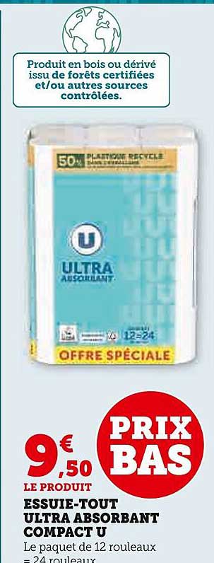 essuie-tout ultra absorbant compact u