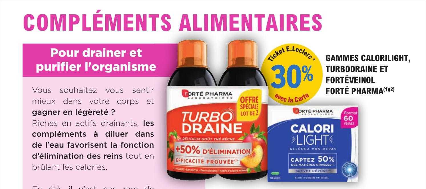 gammes calorilight, turbodraine et fortéveinol forté pharma