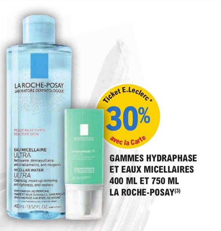 Gammes Hydraphase Et Eaux Micellaires 400ml Et 750ml La Roche-posay