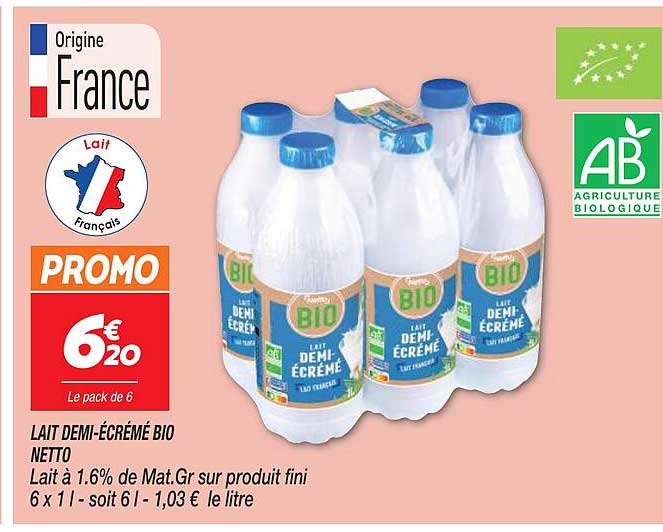 lait demi-écrémé bio netto