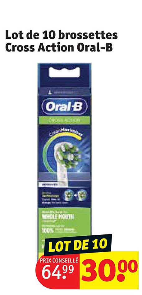 lot de 10 brossettes cross action oral-b