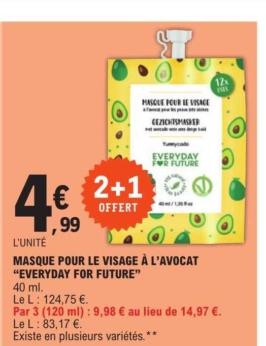 masque pour le visage à l'avocat "everyday for future"