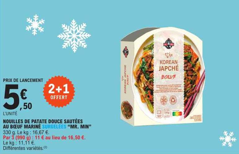 nouilles de patate douce sautées au bœuf mariné surgelées "mr. min"