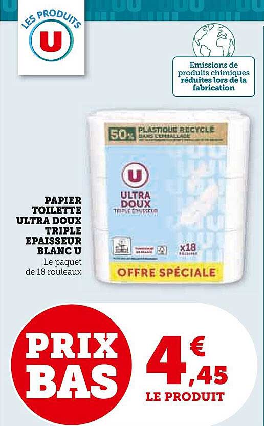Papier Toilette Ultra Doux Triple épaisseur Blanc U