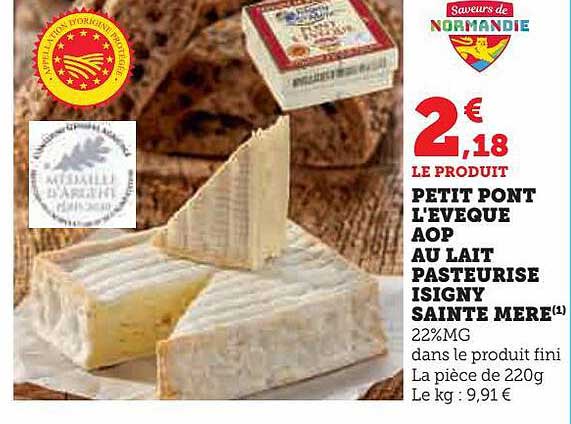 petit pont l'évêque aop au lait pasteurisé isigny sainte mère