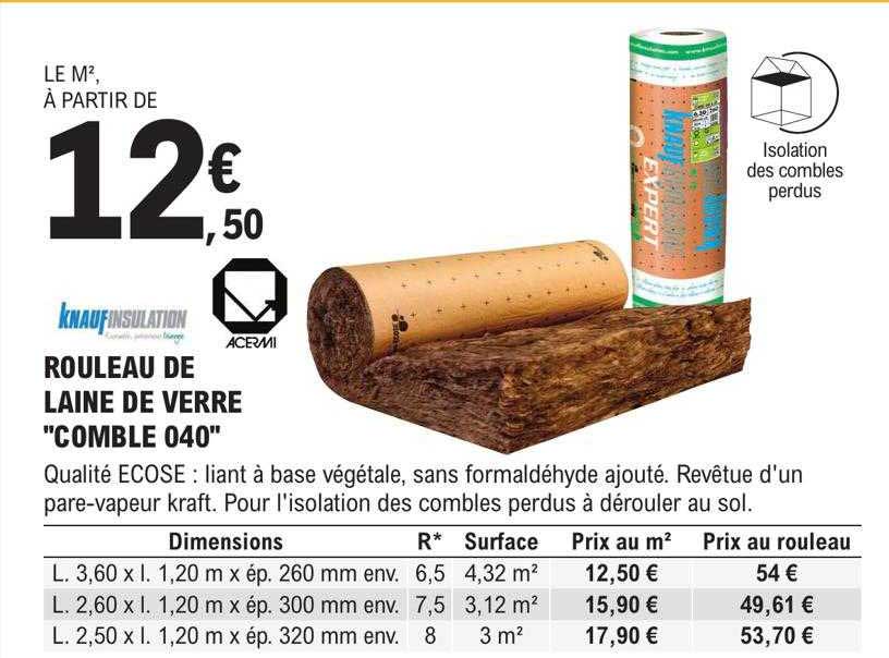 rouleau de laine de verre "comble 040"