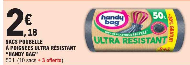 Sacs Poubelle à Poignées Ultra Résistant "handy Bag"