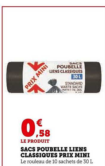 sacs poubelle liens classiques prix mini