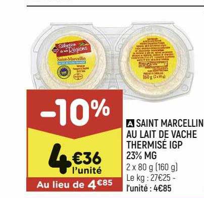 saint marcellin au lait de vache thermisé igp 23% mg