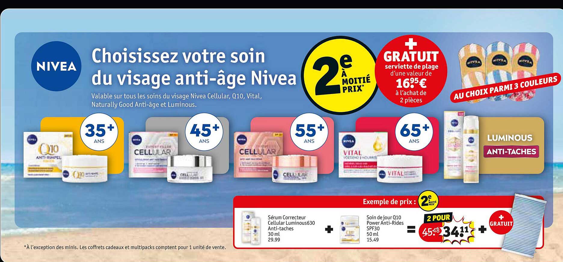 soins de uvage nivea cellular, q10, vital, naturally good anti-âge et luminous