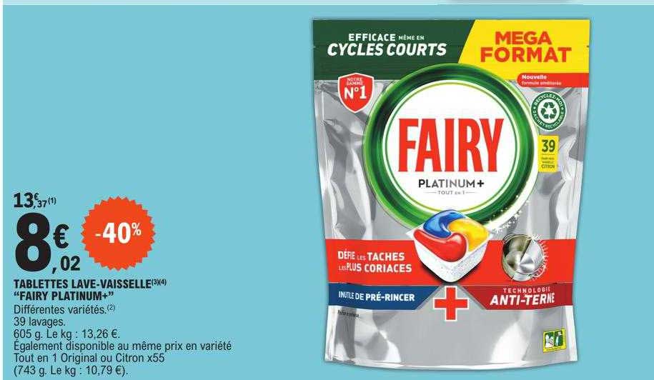 tablettes lave-vaisselle "fairy platinum+"