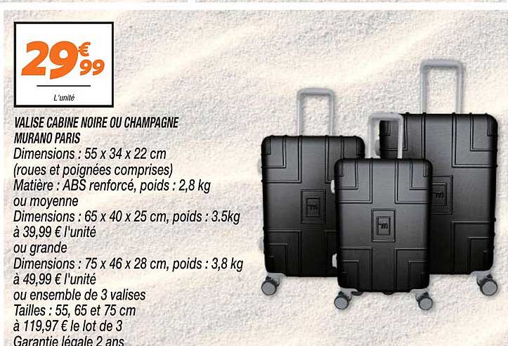 valise cabine noire ou champagne murano paris