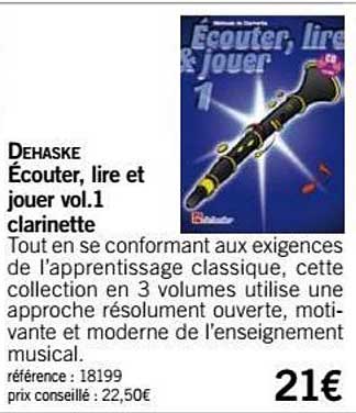 écouter lire et jouer vol 1 clarinette dehaske