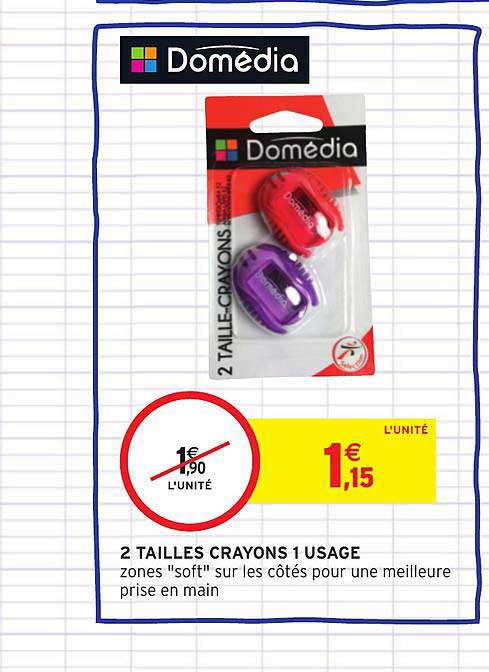 2 tailles crayons 1 usage domédia