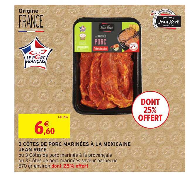 3 côtes de porc marinées à la mexicaine jean rozé