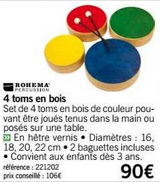 4 Toms En Bois Rohema Percussion