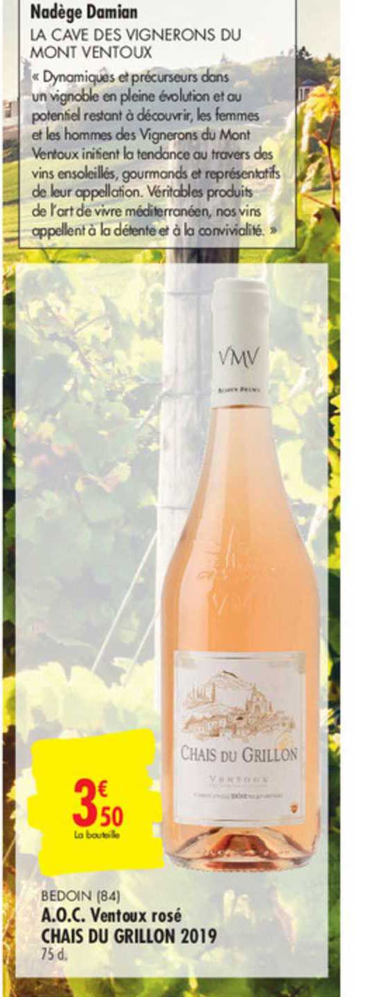 a.o.c. ventoux rosé chais du grillon 2019