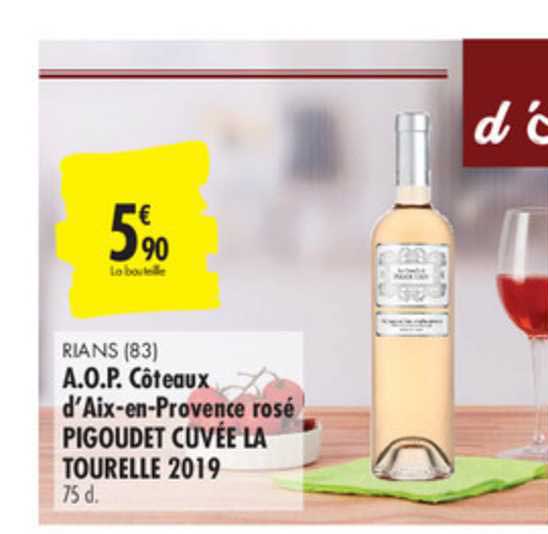 a.o.p. côteaux d'aix en provence rosé pigoudet cuvée la tourelle 2019