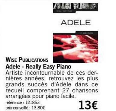adele really easy piano wise publications